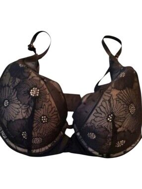 Aerie Black Lace Sexy Real Power Plunge Push Up Bra 32C